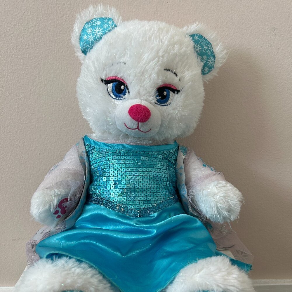 Build-A-Bear Disney Frozen Elsa White Bear‎ 16" Plush w/ Dress